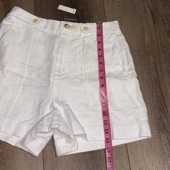 NWT MADEWELL Button- Tab Linen High Rise Shorts Size 4 White {NR095} - Picture 11 of 16